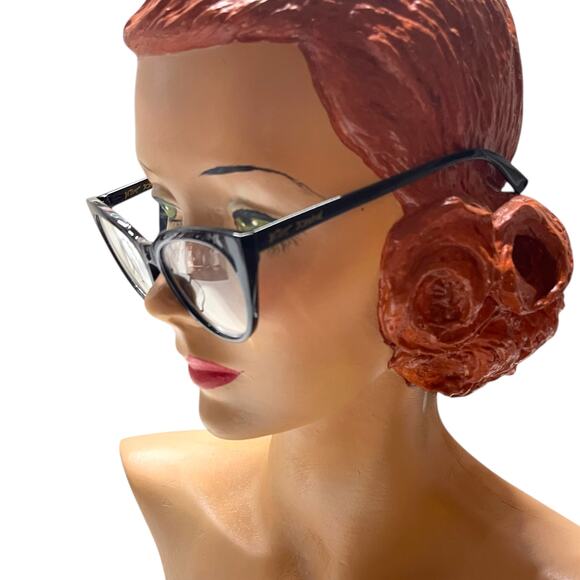 Betsey Johnson +2.00 Reading Glasses Readers Cat Eye Black - Picture 1 of 4